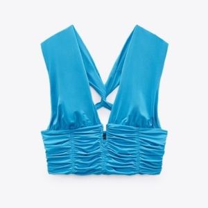 ZARA WOMENS DRAPED CROP TOP ART 3137/352/446